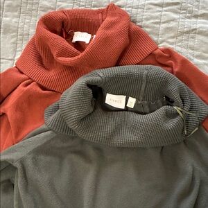 Cyrus Women's Cowl Neck Sweater - Rust and green